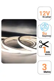 12 Volt Naturel Beyaz Neon Şerit Led (1 cm) 3
