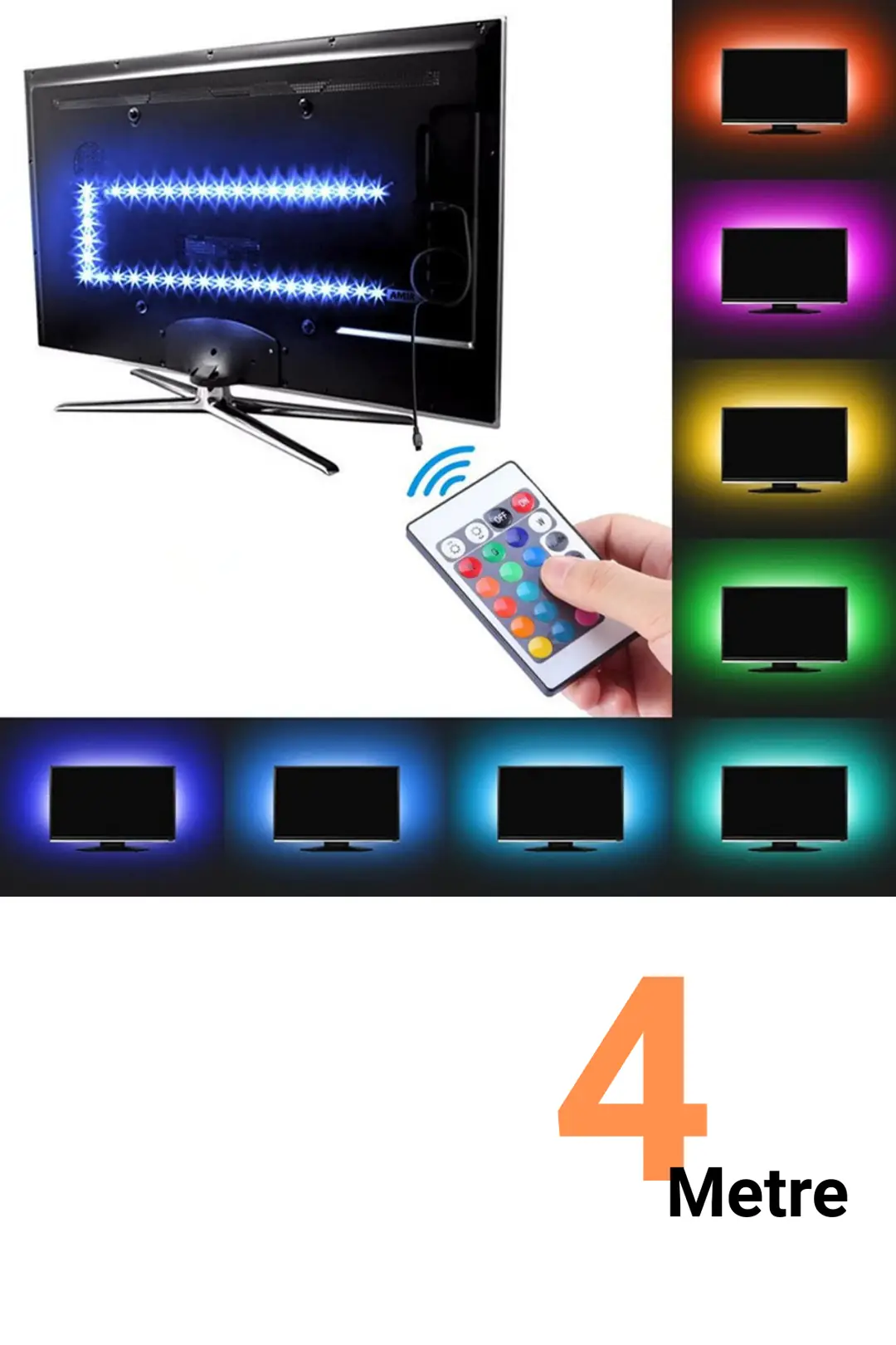 5V TV Monitör Arkası RGB Şerit Led - 4 Metre