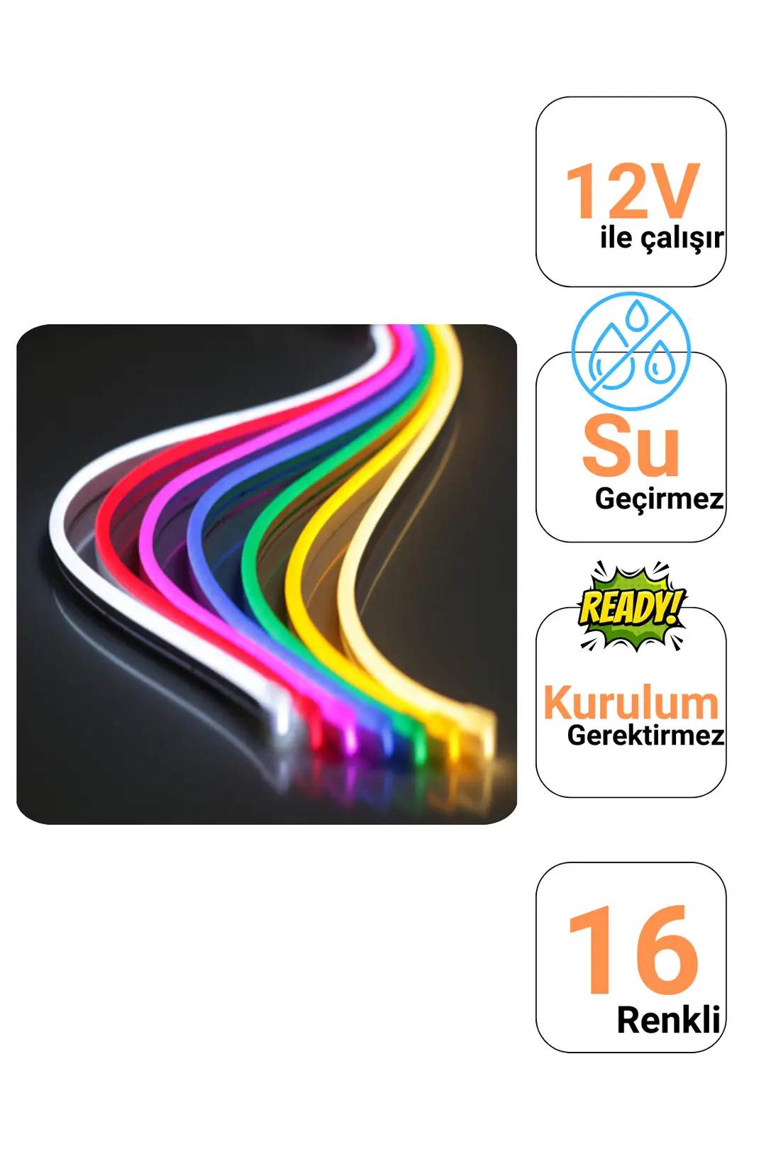 12 Volt RGB Neon Şerit Led - ek resim