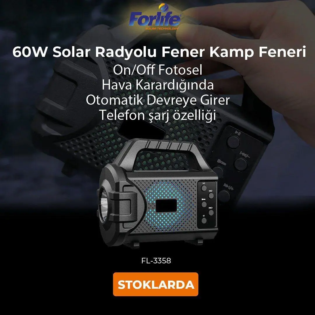 Forlife 60W Solar Radyolu El Feneri FL-3358 4