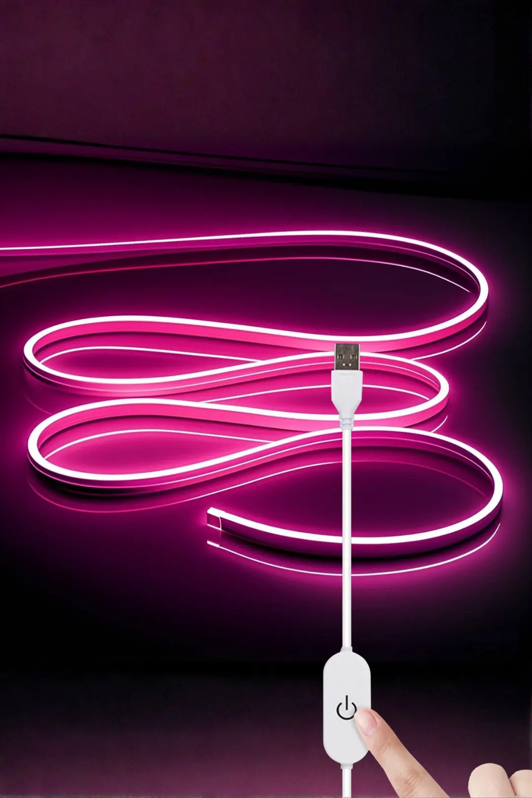5V USB Neon Led - Pembe - ek resim