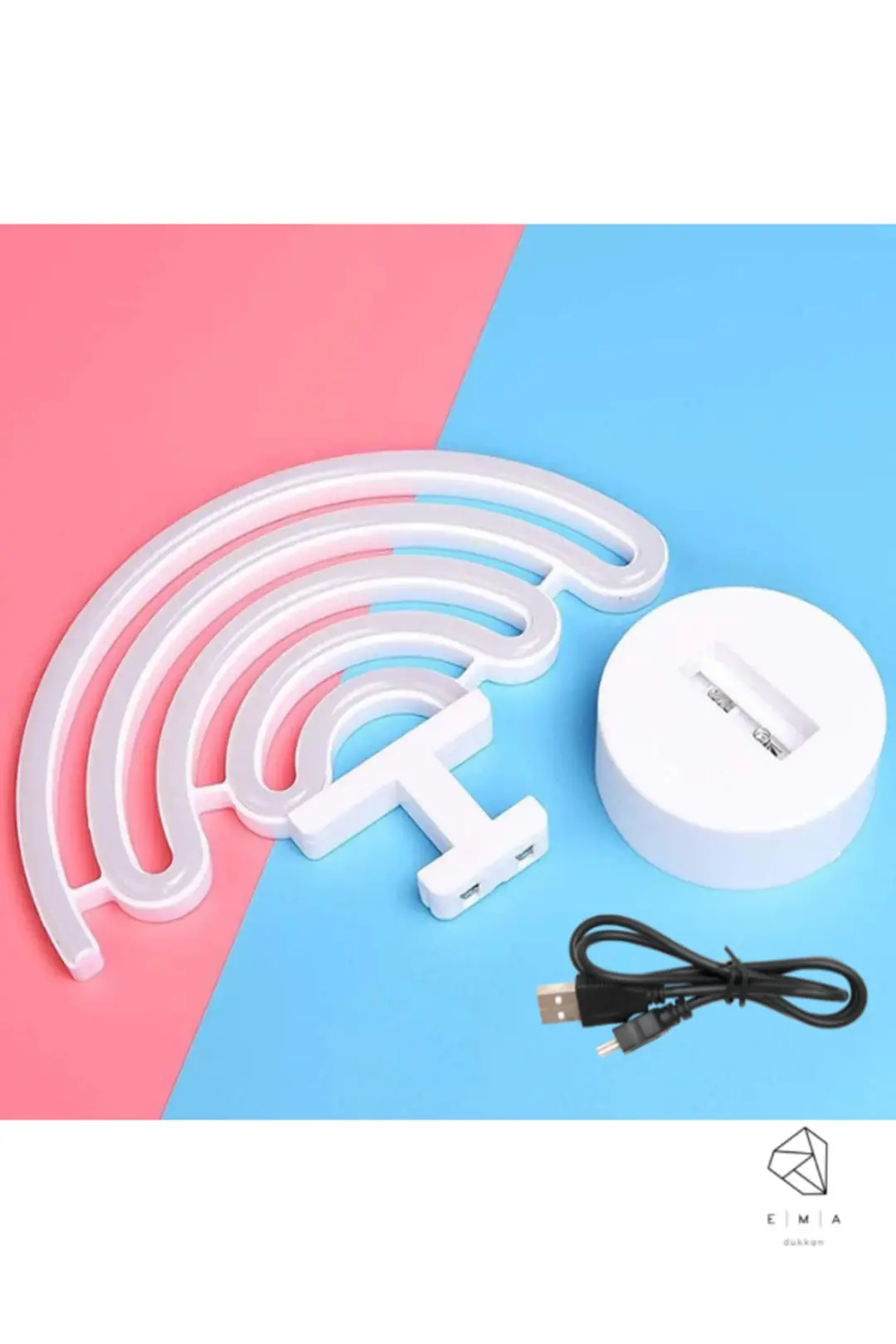 Gökkuşağı Neon LED Gece Lambası | USB ve Pilli 5
