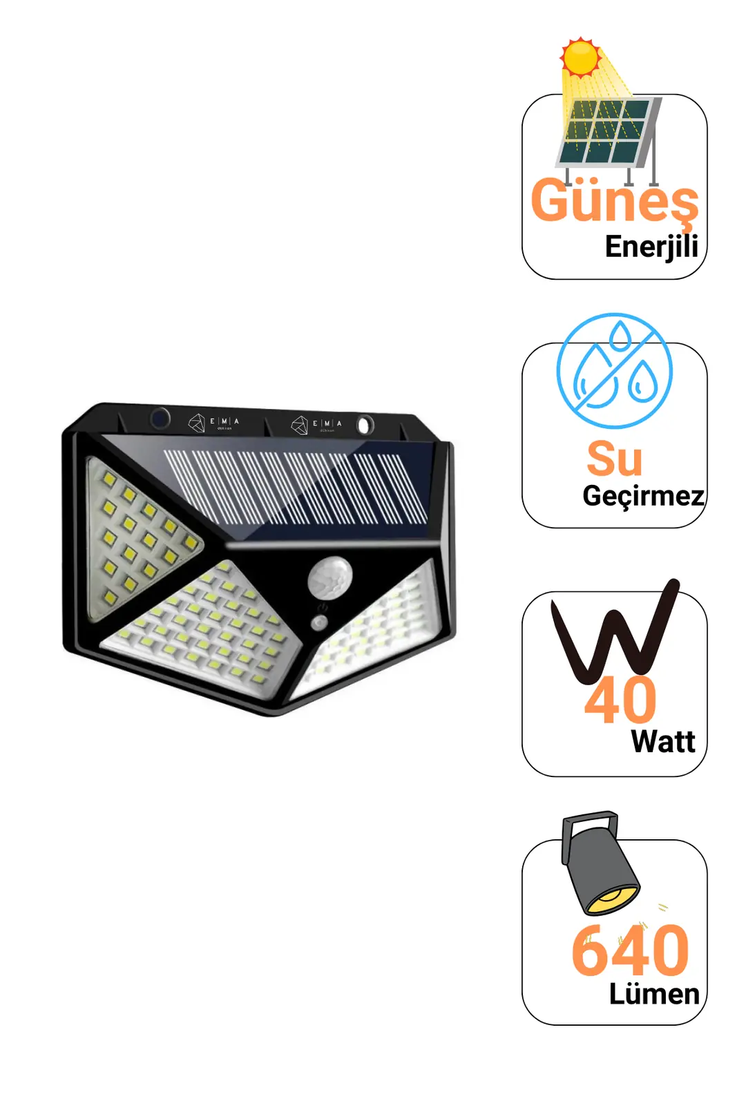 Forlife 40W Solar Sensörlü Duvar Apliği FL-3227