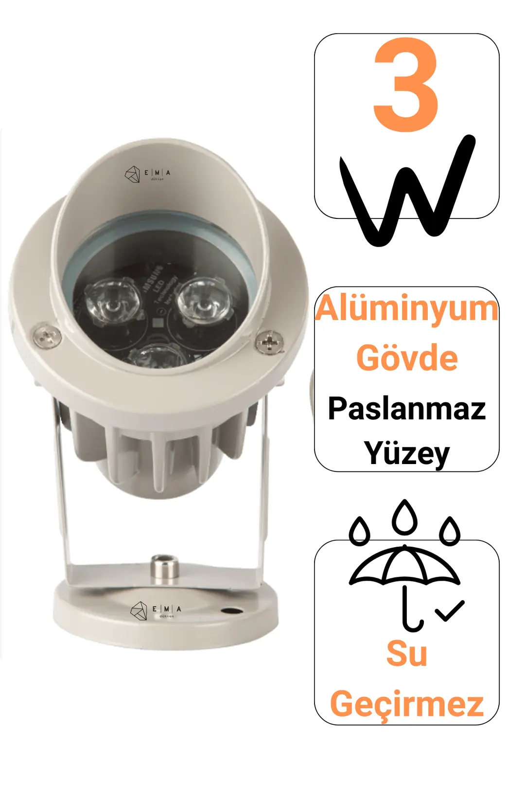 Bahçe Armatürü 3W | IP65 Alüminyum Gövde FL-2079
