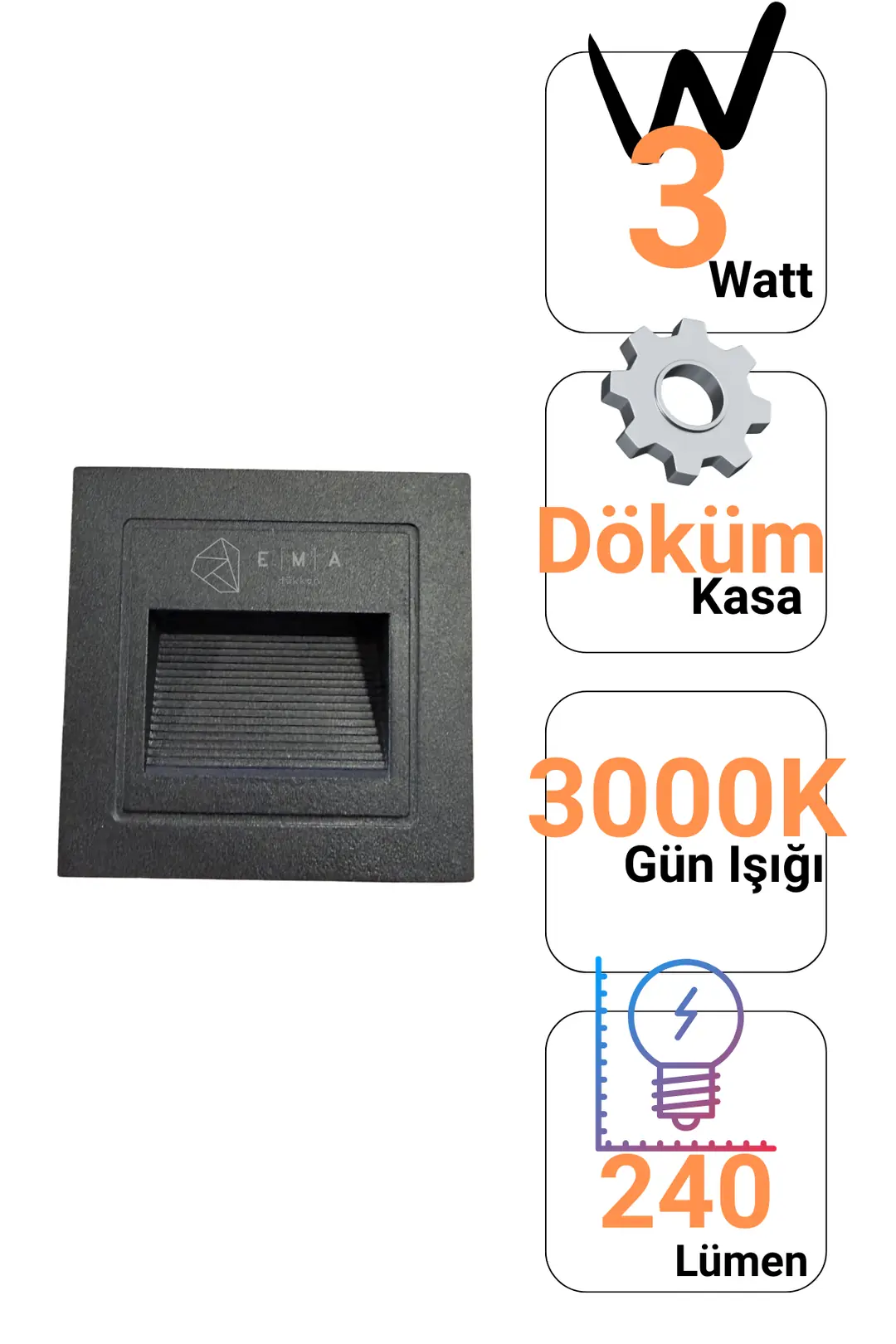 Forlife 3W Döküm Kasa Koridor Merdiven Aydınlatma Armatürü FL-2290