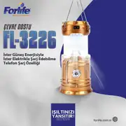 Forlife Solar İki Fonksiyonlu Kamp Feneri ve Işıldak 20w FL-3226 6