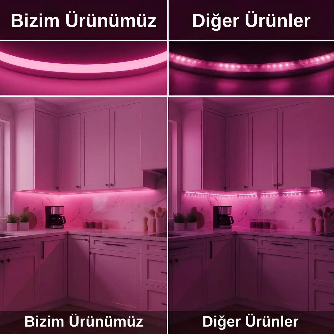 12 Volt Pembe Neon Şerit Led - ek resim