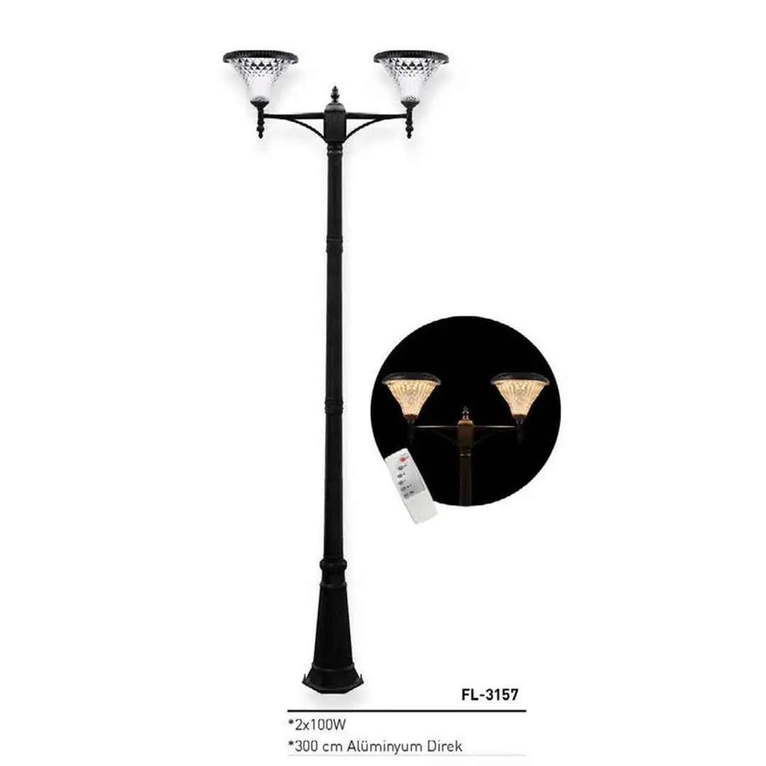 Solar Güneş Enerjili Sokak Armatürü 2X100W FL-3157 - ek resim