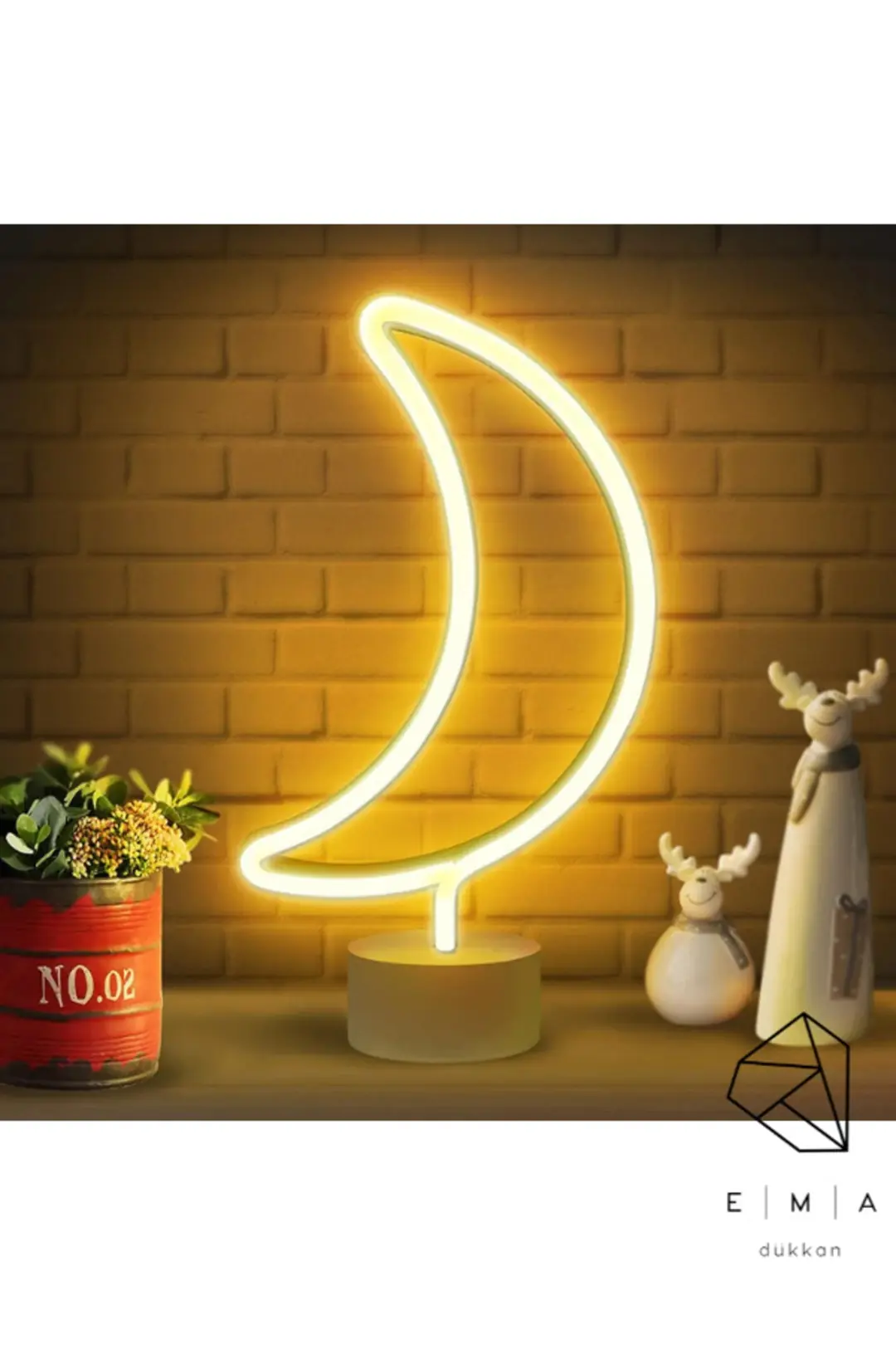 Ay Dede Neon LED Gece Lambası | USB ve Pilli