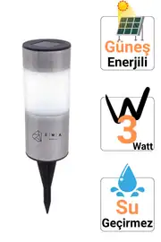 Forlife 3W Solar Metal Kısa Çim Armatürü FL-3223 5
