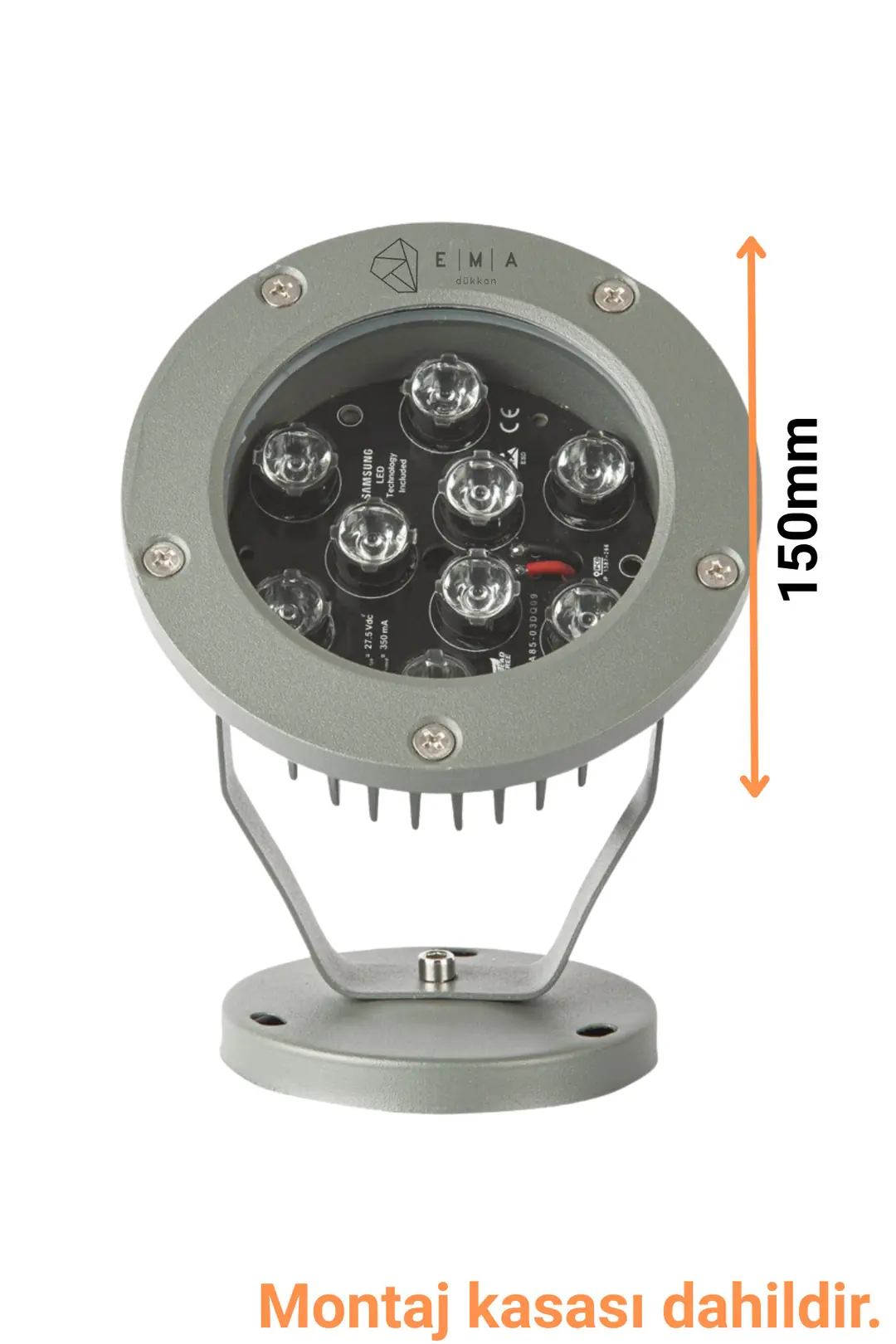 Bahçe Armatürü 9W 6500K | IP65 Alüminyum Gövde - ek resim