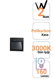 Forlife 2W Siyah Polikarbon Kasa Koridor Merdiven Aydınlatma Armatürü FL-1704 S  1