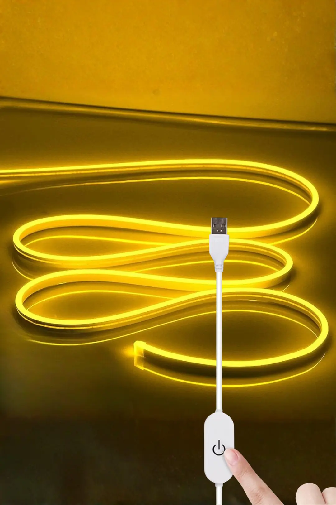 5V USB Neon Led - Amber - ek resim