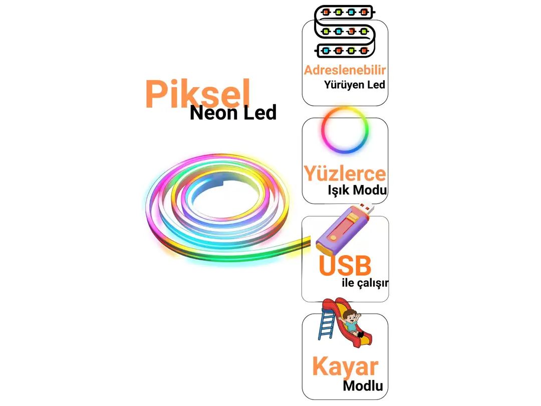 USB Piksel Neon Led