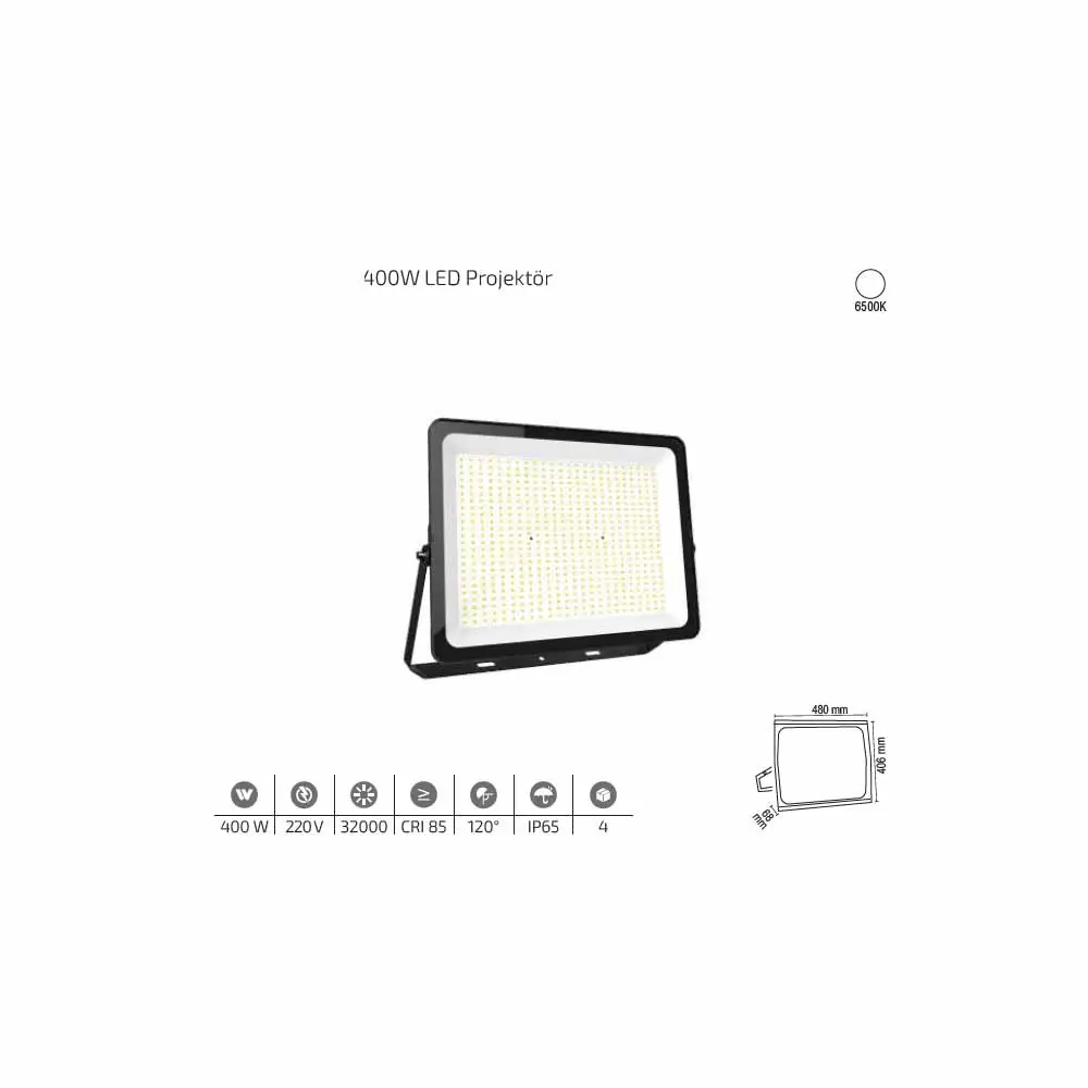 Forlife Yüksek Watt Projektör 400W 6500K Beyaz FL-5006 - ek resim