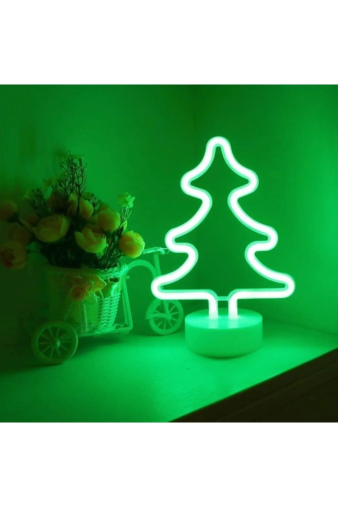 Çam Ağacı Neon LED Gece Lambası | USB ve Pilli - ek resim