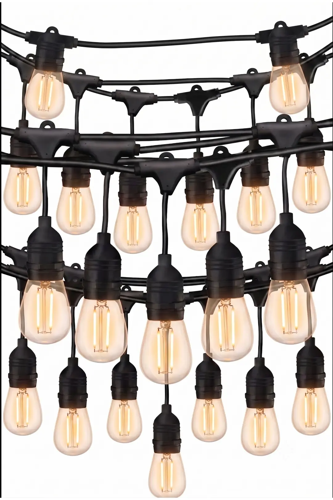 220V 20 Ampullü Bahçe Aydınlatma Seti 20 Metre IP65 S14 3000K Dış Mekan Lamba