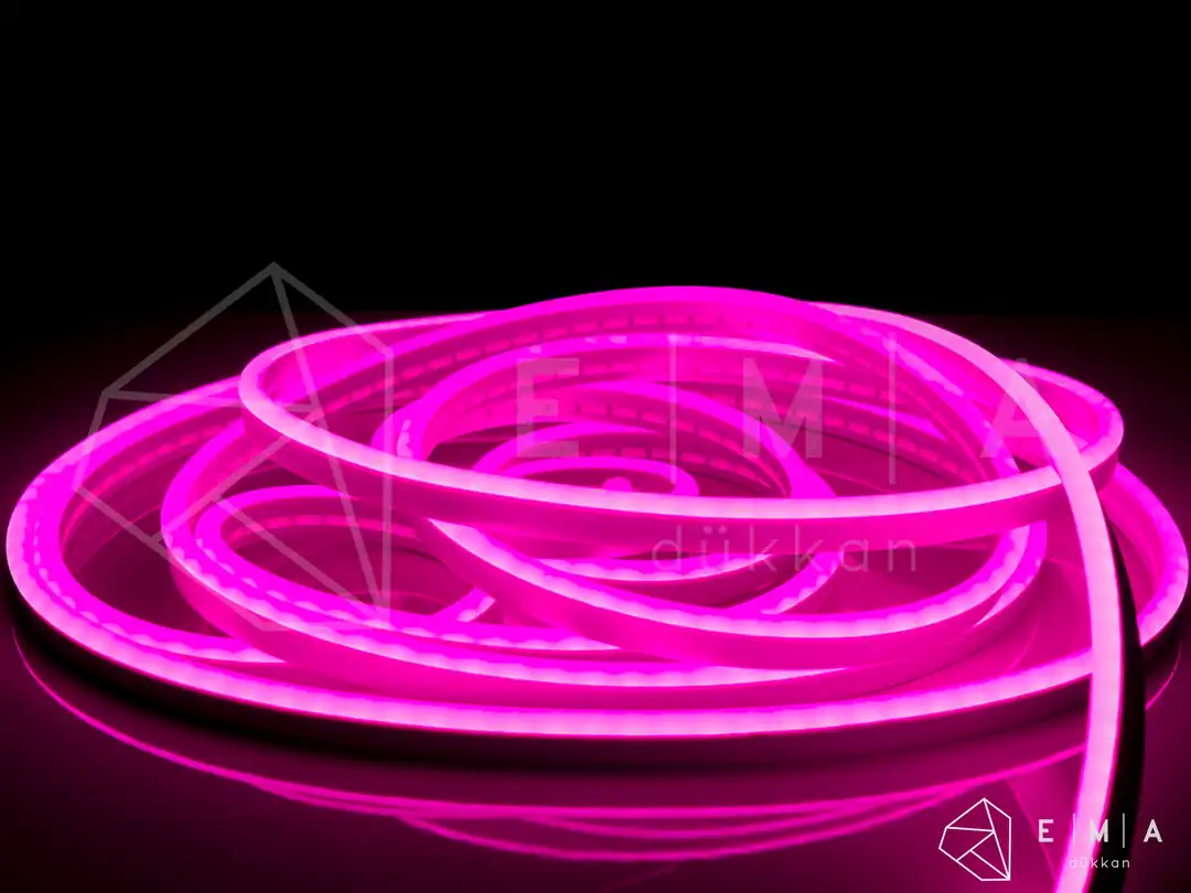 12 Volt Pembe Neon Şerit Led - ek resim