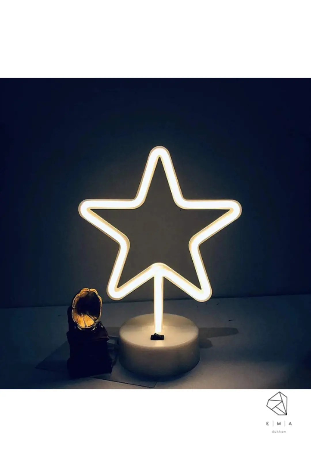 Yıldız Neon LED Gece Lambası | USB ve Pilli