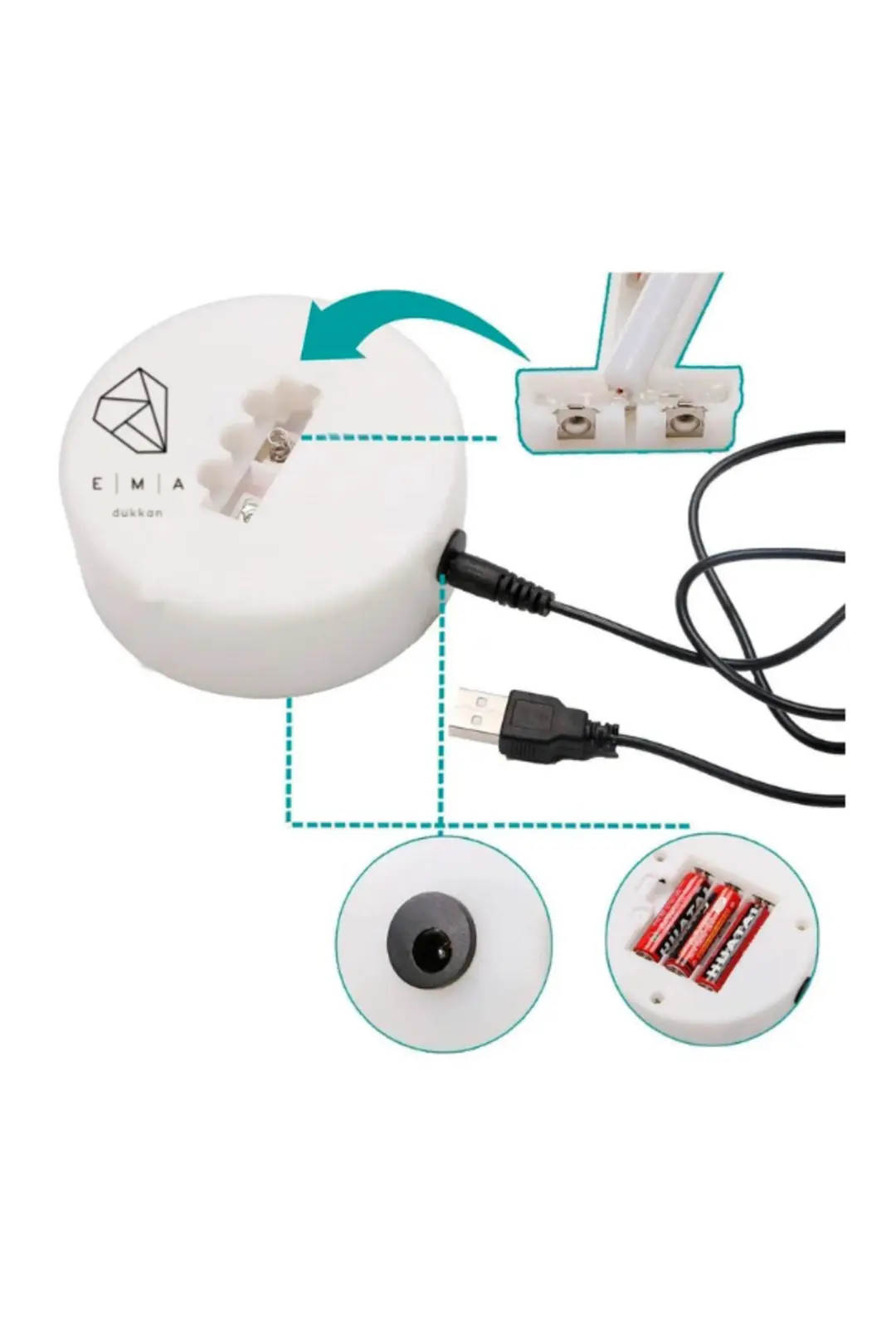 Geyik Neon LED Gece Lambası | USB ve Pilli 3