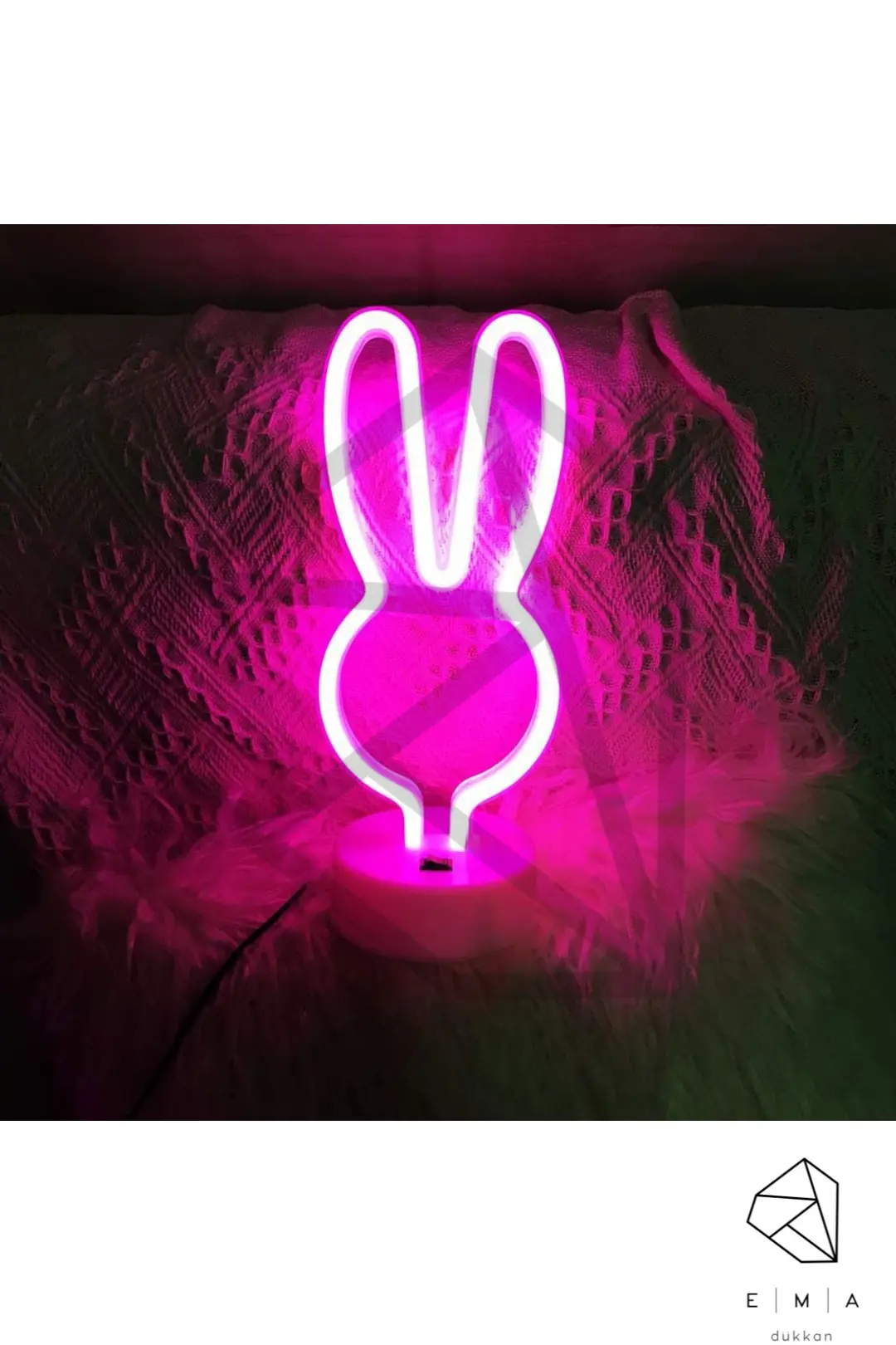 Tavşan Neon LED Gece Lambası | USB ve Pilli