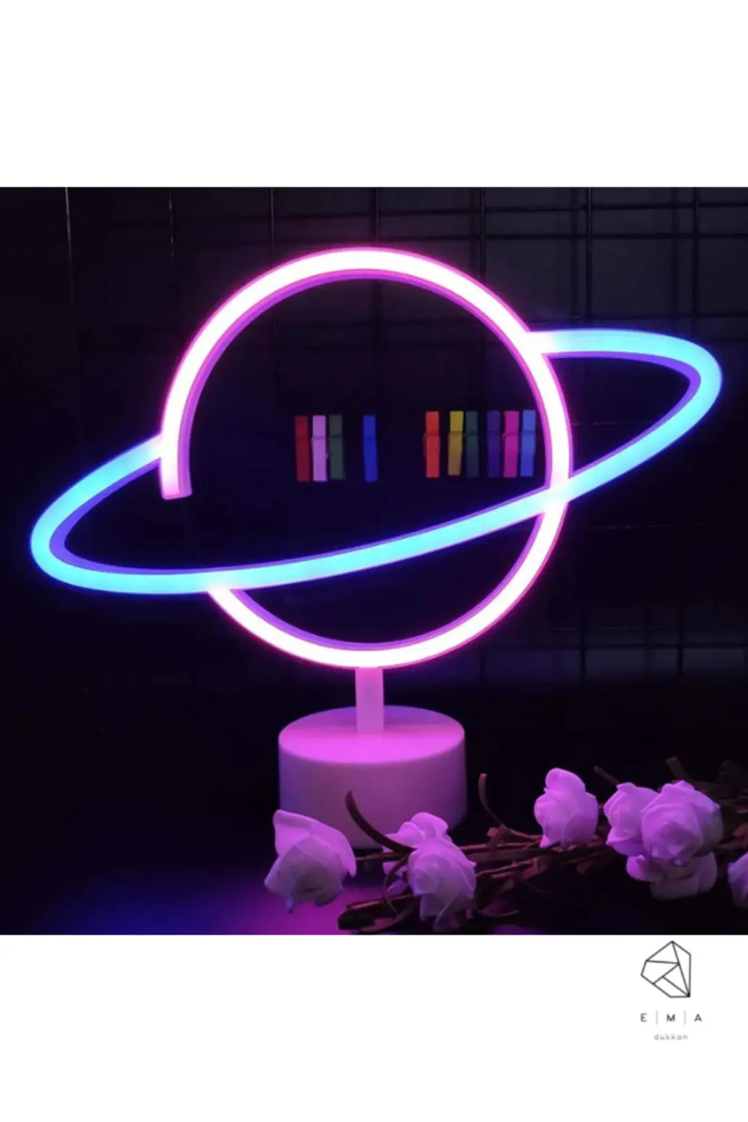 Gezegen Neon LED Gece Lambası | USB ve Pilli