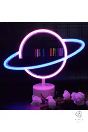 Gezegen Neon LED Gece Lambası | USB ve Pilli 1