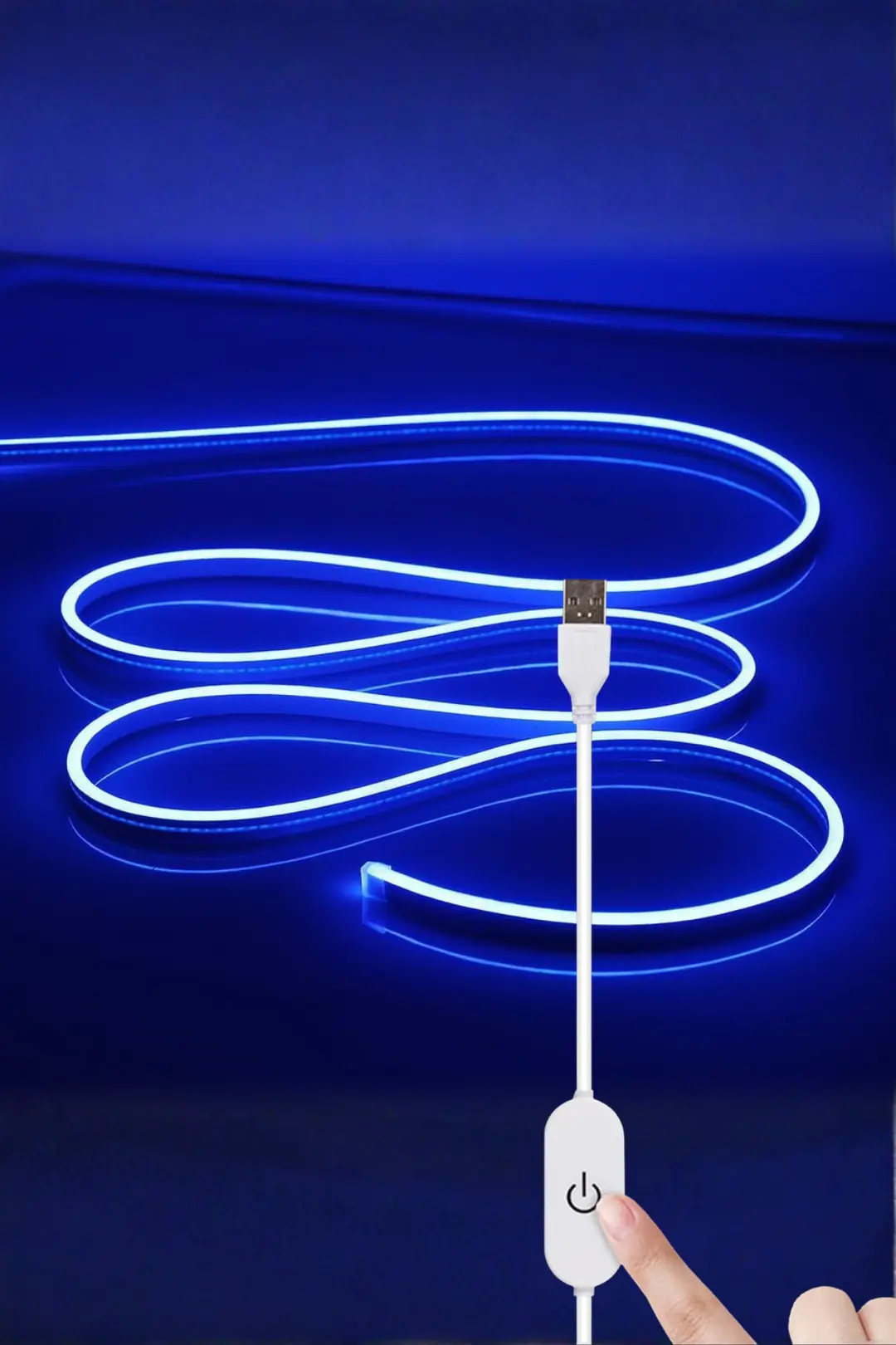 5V USB Neon Led - Mavi - ek resim