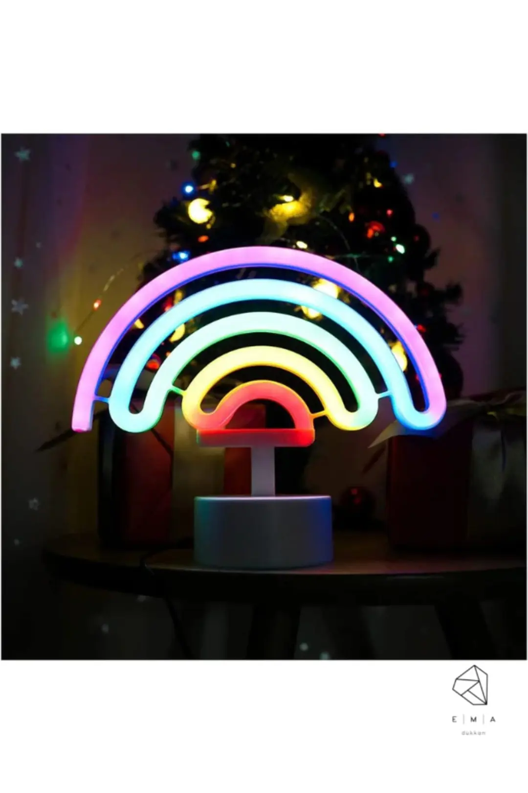 Gökkuşağı Neon LED Gece Lambası | USB ve Pilli