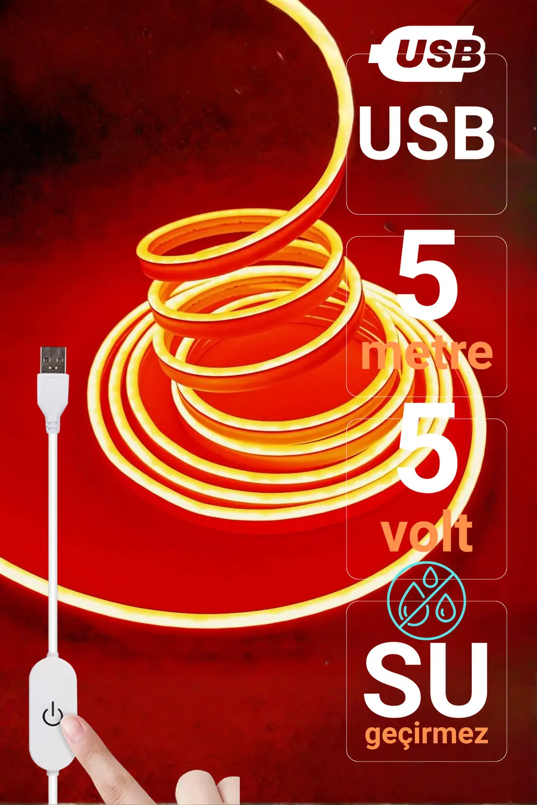 5V USB Neon Led - Turuncu