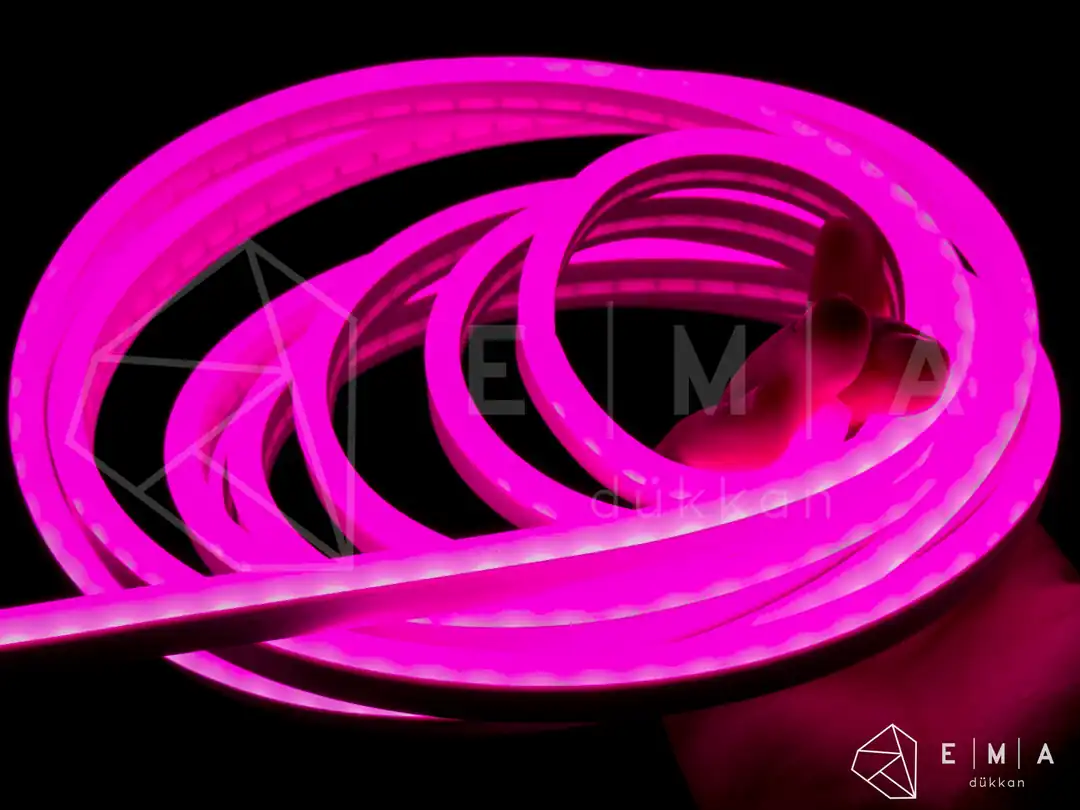 12 Volt Pembe Neon Şerit Led
