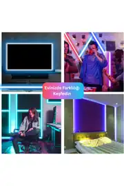 RGB Şerit LED 5 Metre 20 Renk | 44 Tuşlu Kumandalı, Silikonlu 3