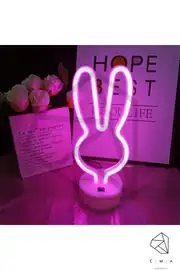 Tavşan Neon LED Gece Lambası | USB ve Pilli 3