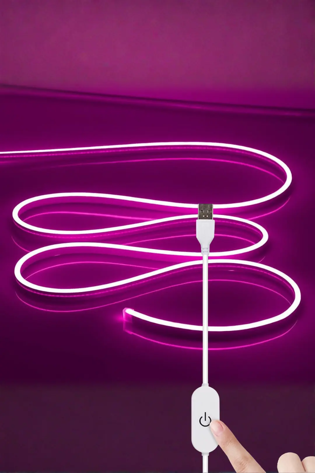 5V USB Neon Led - Mor - ek resim