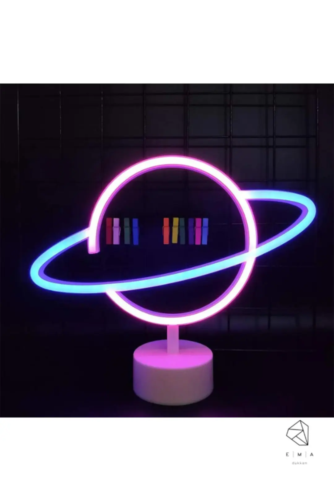 Gezegen Neon LED Gece Lambası | USB ve Pilli 5