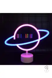 Gezegen Neon LED Gece Lambası | USB ve Pilli 5