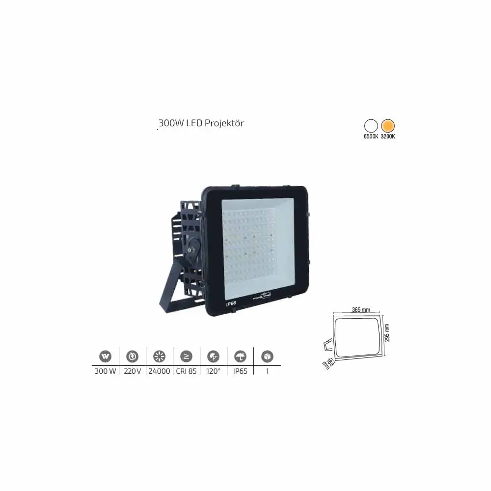 Forlife Yüksek Watt Projektör 300W 6500K Beyaz FL-5002-3 - ek resim