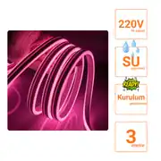 220 Volt Pembe Neon Şerit Led 2