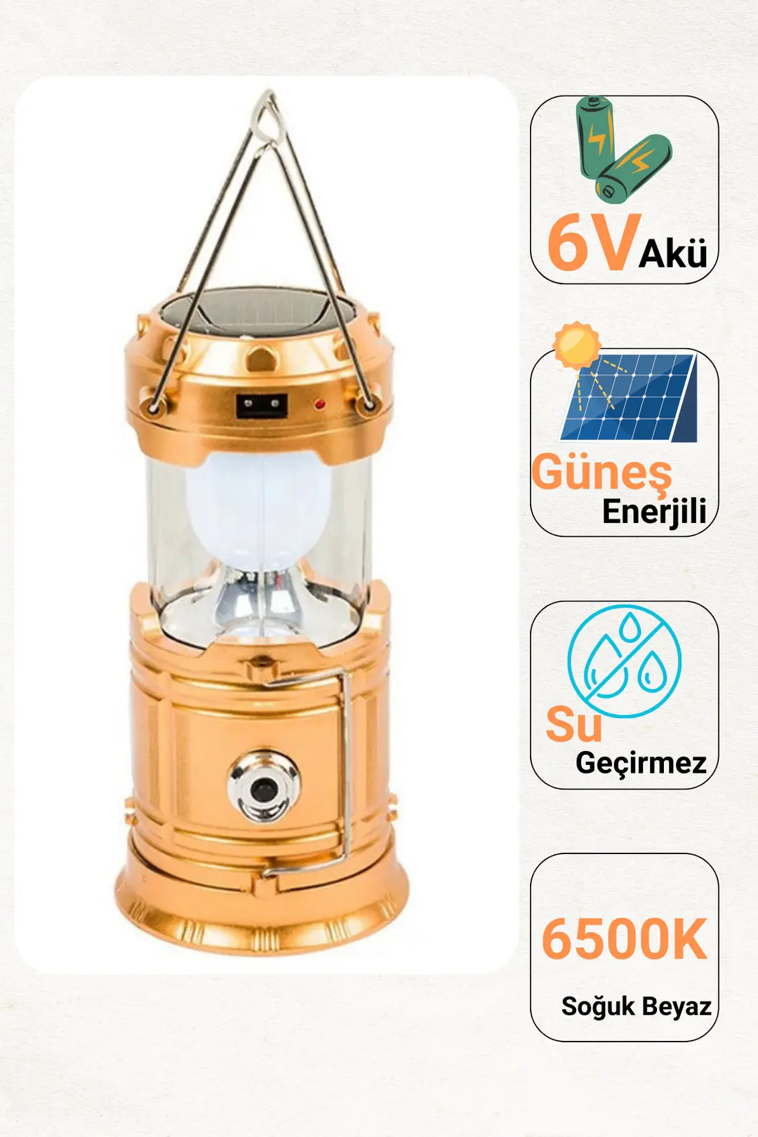 Forlife 20W Solar Fener Nostaljik FL-3226 - Bakır